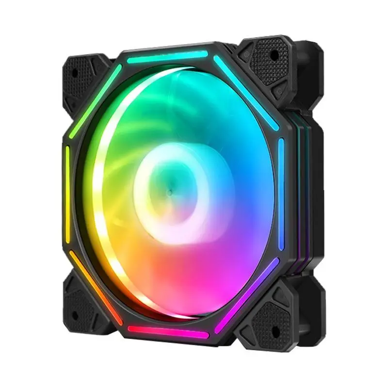 AEiTTO 4.72inch/120mm RGB Case Fan Magic Mirror Lighting Effects Hydraulic Bearing Low Noise High Airflow Strong Cooling  12V 3 pin and molex 4 pin PSU Plug Suitable for Computer Fans PC Case Cooling Systems