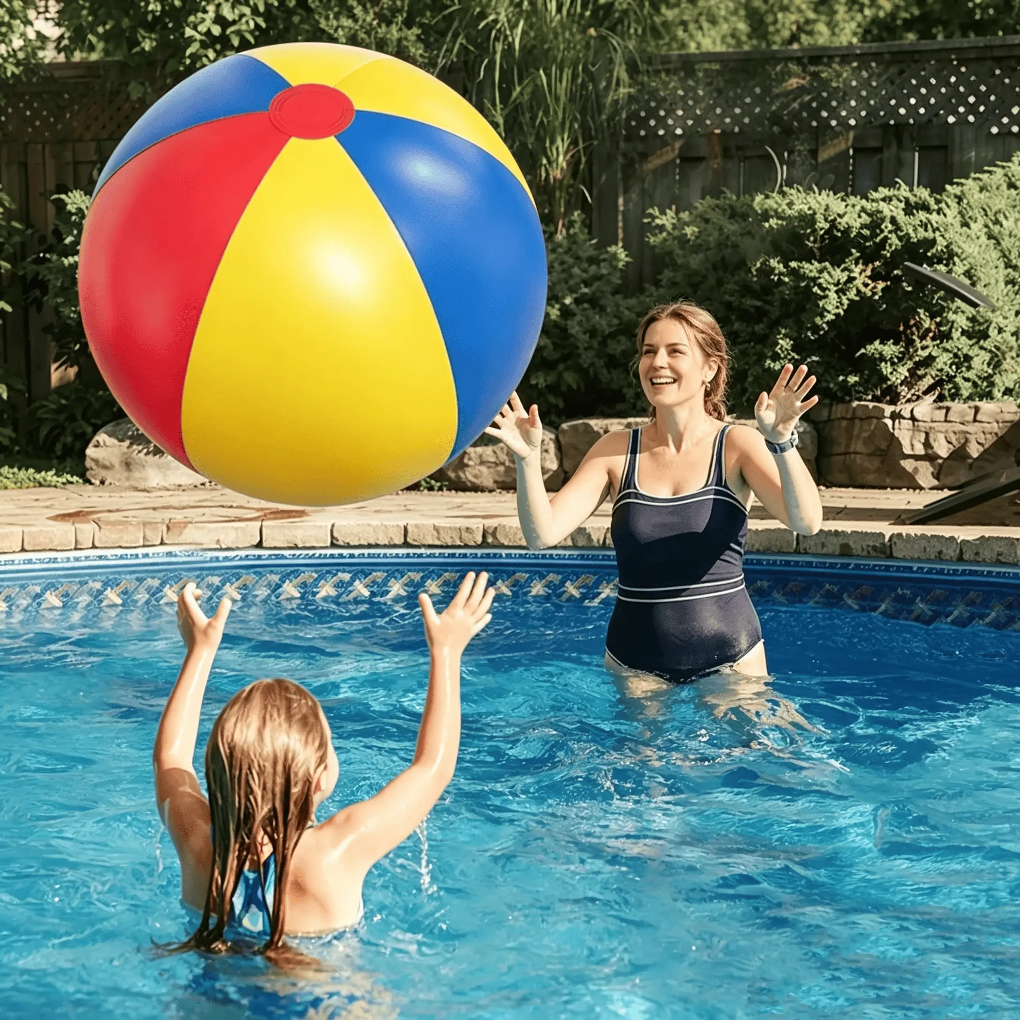 Colorful Large 32-Inch Inflatable Giant Water Ball, Beach Sports Ball, Pool Party Decoration Toy, Super Big Beach Toy for Pool Games