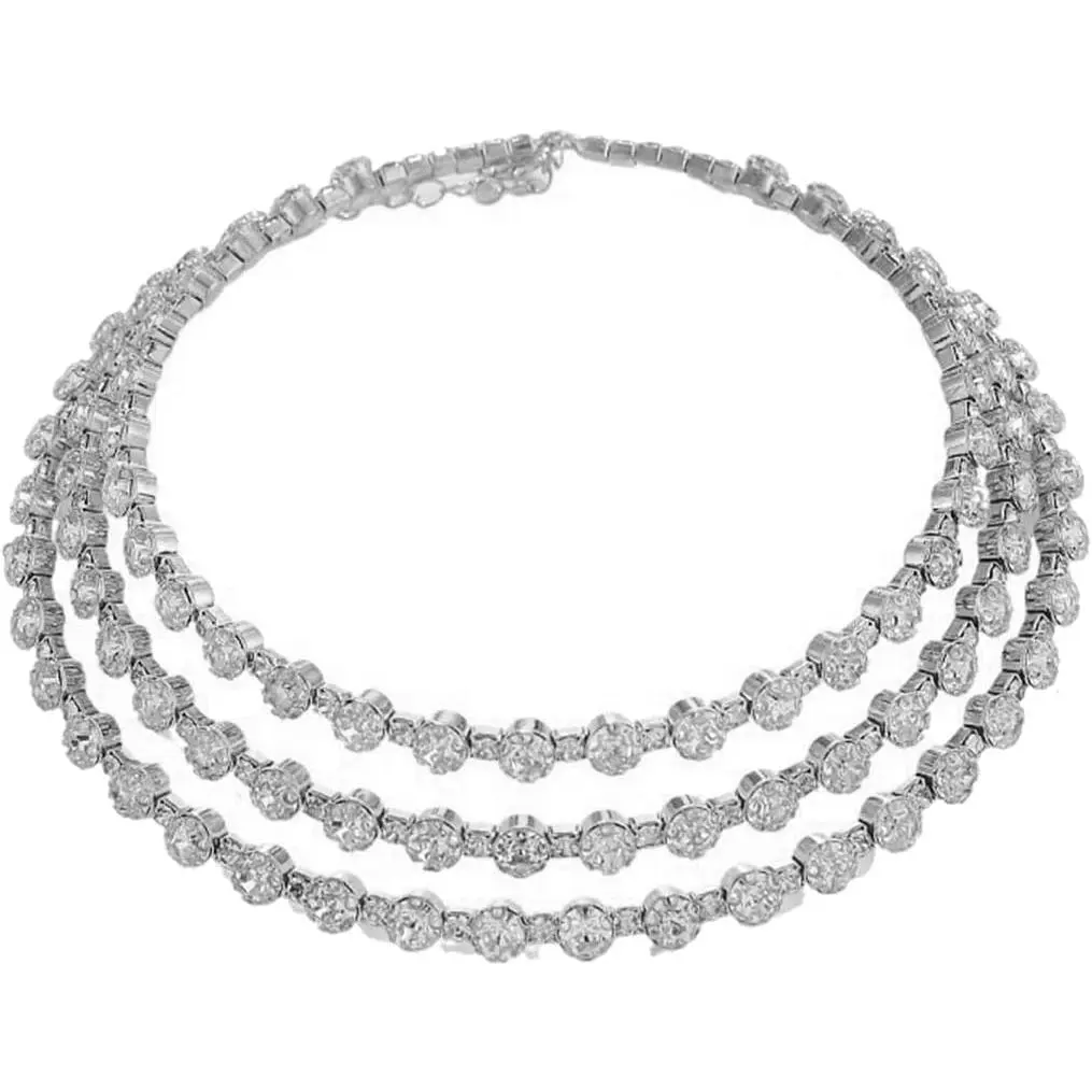 Rhinestone Necklace for Women Sparkly Tennis Choker Necklaces for Woman Layered Wedding Necklaces for Brides Rhinestone