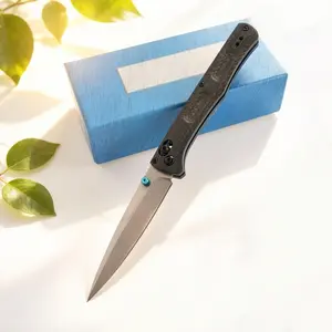 1pc 417 Folding Knife, Carbon Fiber Handle, Lightweight Pocket Knife, High Hardness Blade, Kitchen Essential, Camping Fishing Tool, Durable Gift