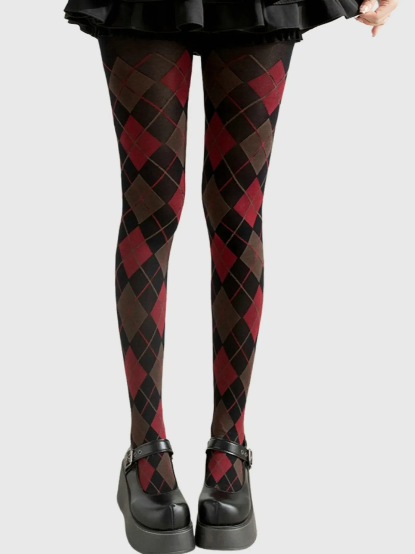 Retro Style Plaid Pattern Leg Slimming Pantyhose, Dark Cute Socks Design, Comfortable & Stylish Women's Stocking, Knit