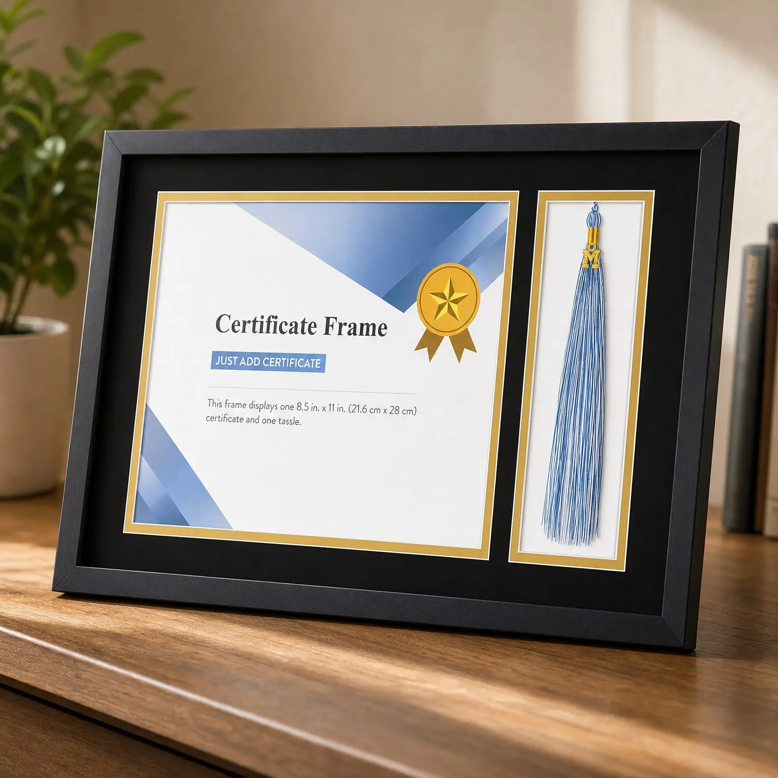 Black Wood Diploma Frame with Tassel Holder for Graduation Degree Display, Horizontal or Vertical Wall Mount, 18.82 x 12.13 InchesGift