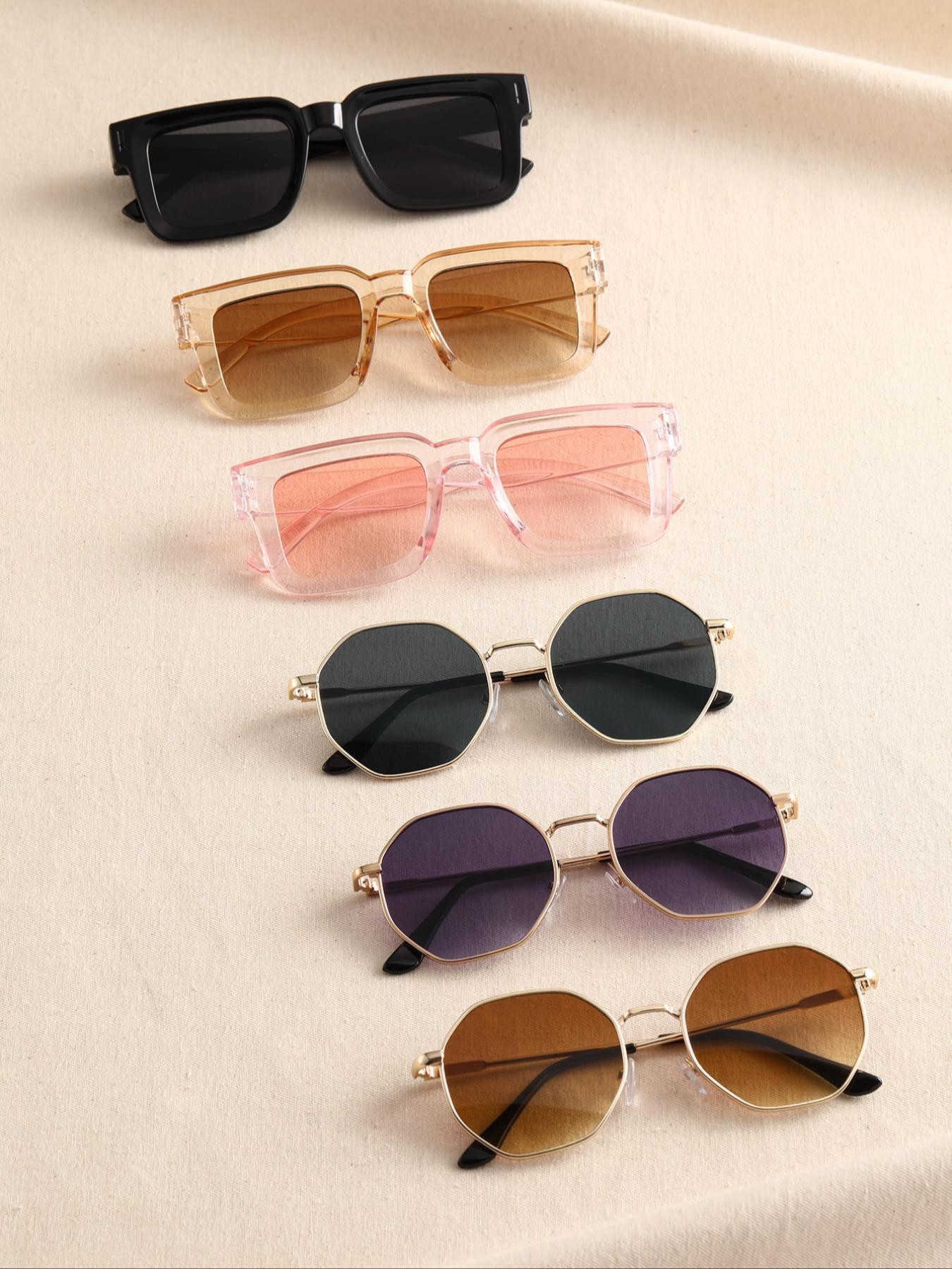Unisex Vintage Square Frame Sunglasses for Summer, Summer Outfits 2024 Plastic Sunglasses for Travel Use, Fashion Accessories for Outdoor Activities, Trendy Casual Sunglasses