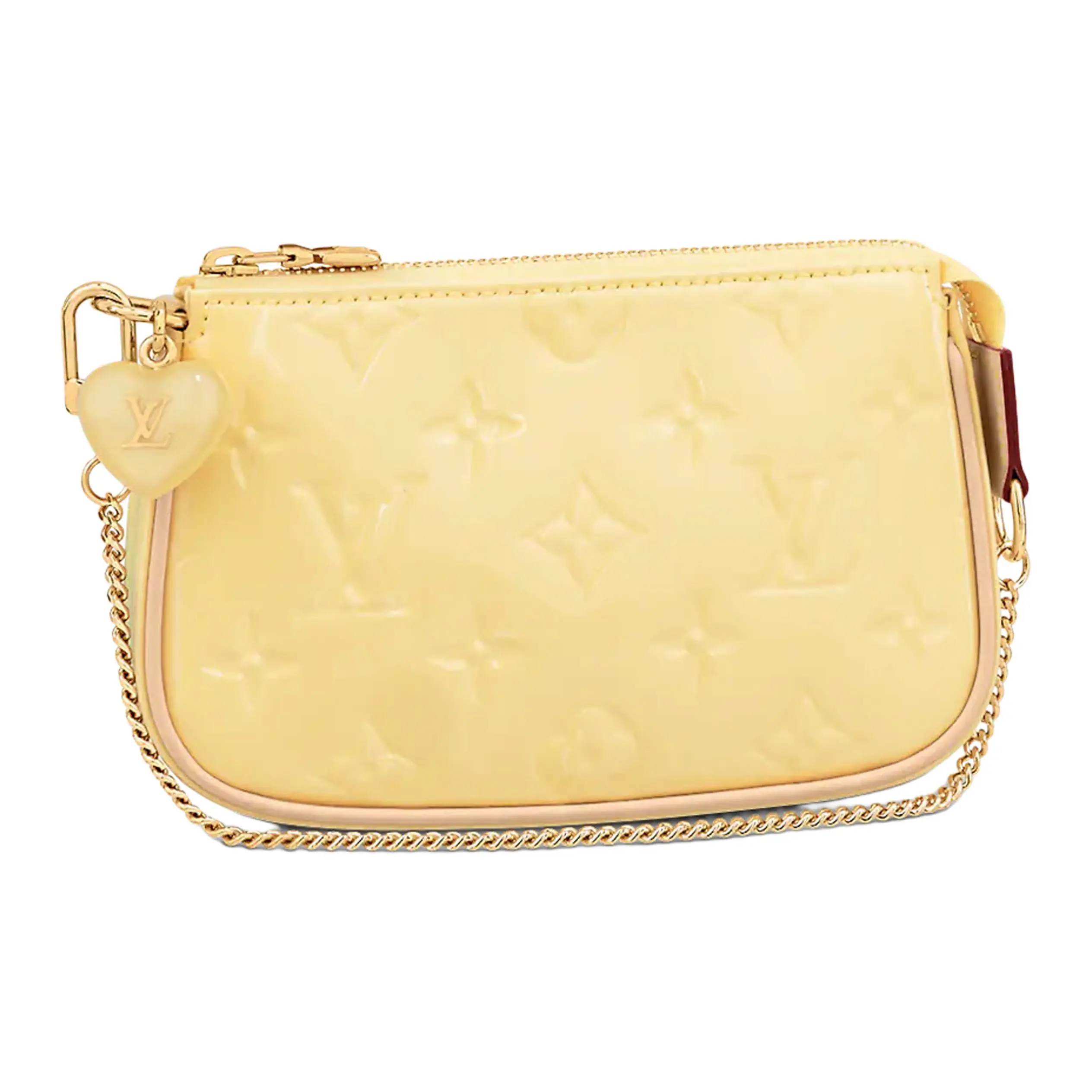 Louis Vuitton Pochette Mini Handbag for Women – Monogram-Embossed Calfskin Crossbody Bag in Banana Yellow