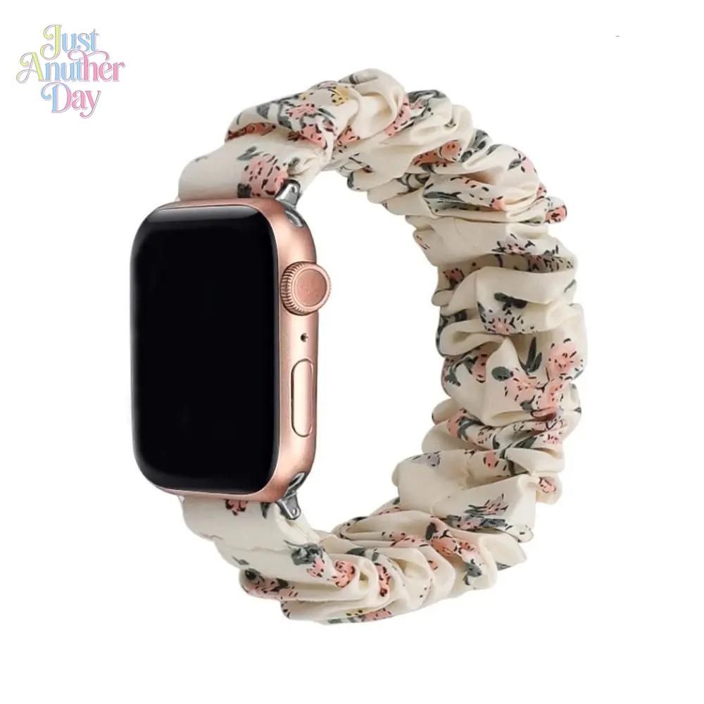 Cute Printed Scrunchie Watch Band – Elastic Replacement Strap for Apple Watch, Fits 38–49mm