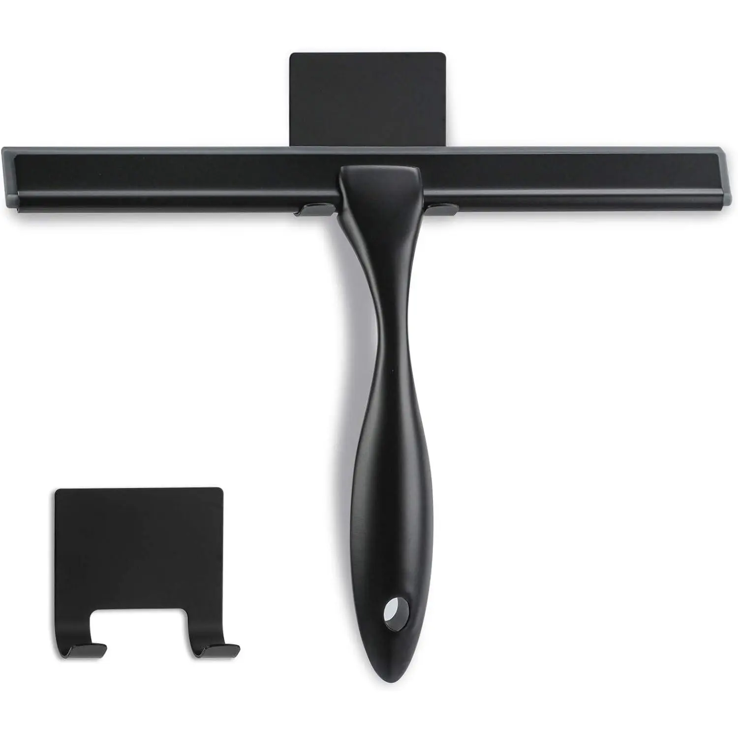 Shower Squeegee, 10-Inch Matte Black Squeegee, All-Purpose Stainless Steel Squeegee for Bathroom, Shower Doors, Mirrors, Tiles and Car Windows - 100% Streak Free