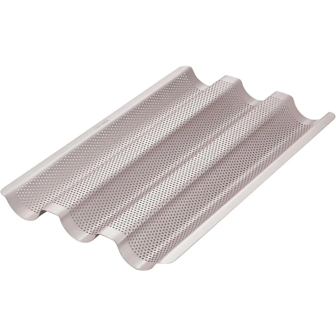 CHEFMADE Perforated Baguette Pan, 15-Inch 3 Wave Loaves Non-Stick Ultra-Ventilate French Bread Pan 2-Inch Channel for Oven Baking 15.2" x 9.6" (Champagne Gold)