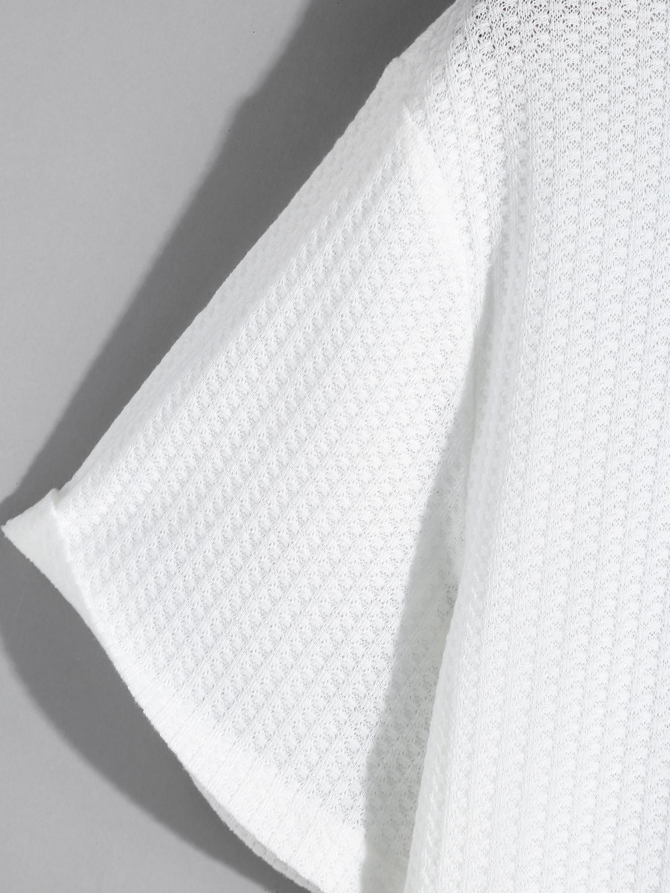 ZAFUL Men's Oversized Fit Waffled White T Shirt men' color textured t shirt crew neck short sleeve Loose