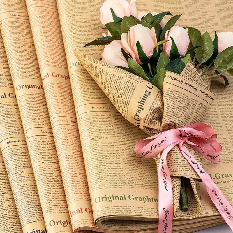20sheet Vintage Newspaper Tissue Paper, 19.68×27.55in, Old Newsprint Creative Gift Wrapping Packaging Paper, Retro Kraft Magazine Art Craft