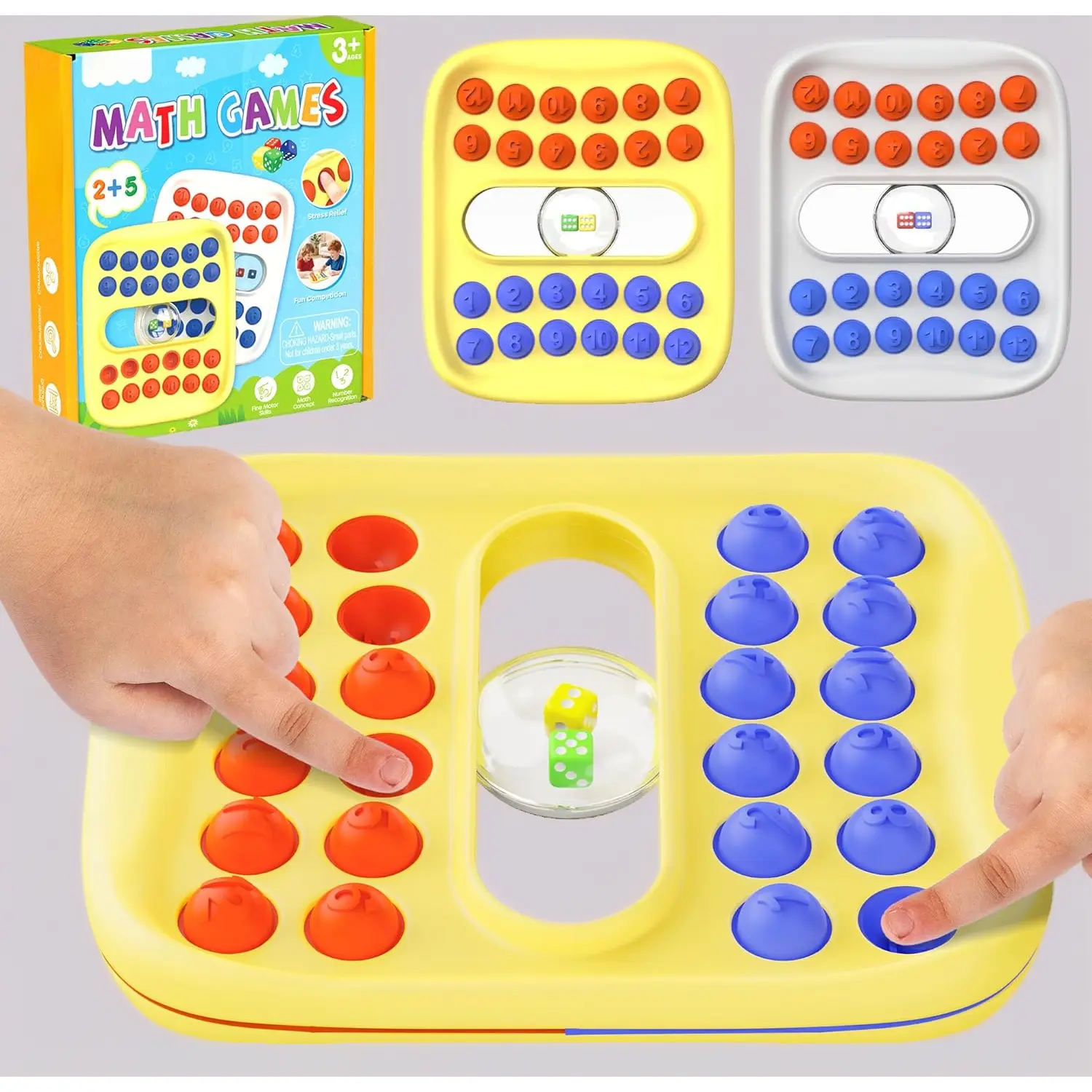 Educational Pop Fidget Toys with Math Dice - Kids Alphabet & Number Toys, Interactive Portable Board Game for Road Trips, Classrooms