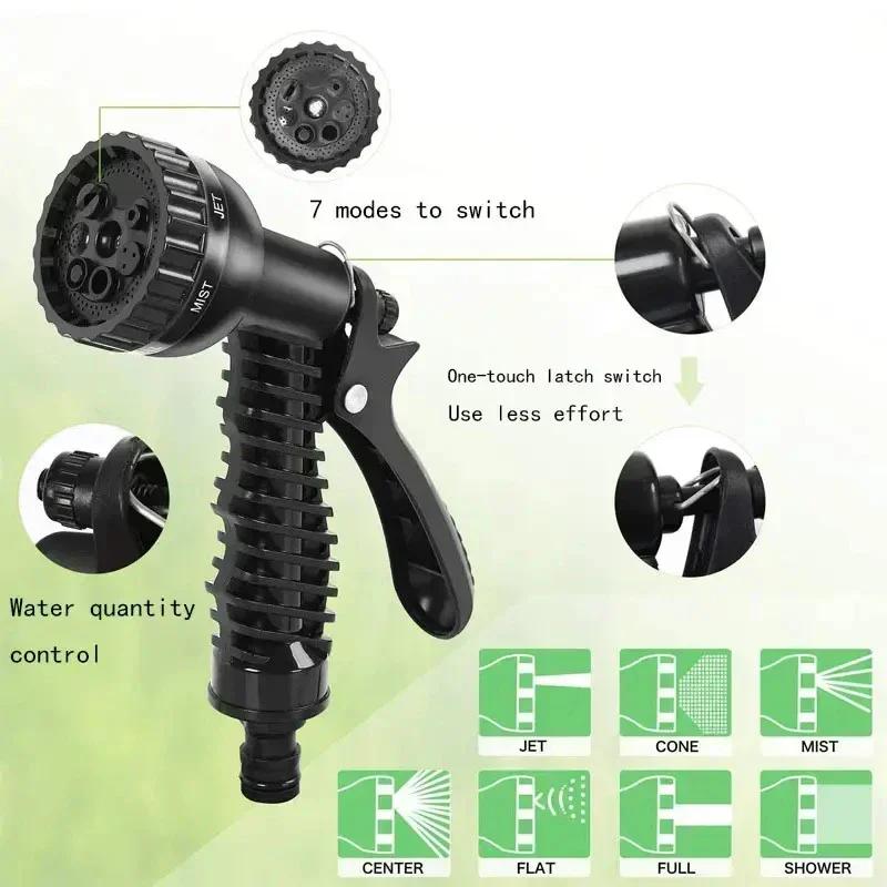 25FT-75FT Expandable Magic Hose Lightweight Design Durable Materials 7 Water Spraying Functions Gun Home Garden Watering Tools