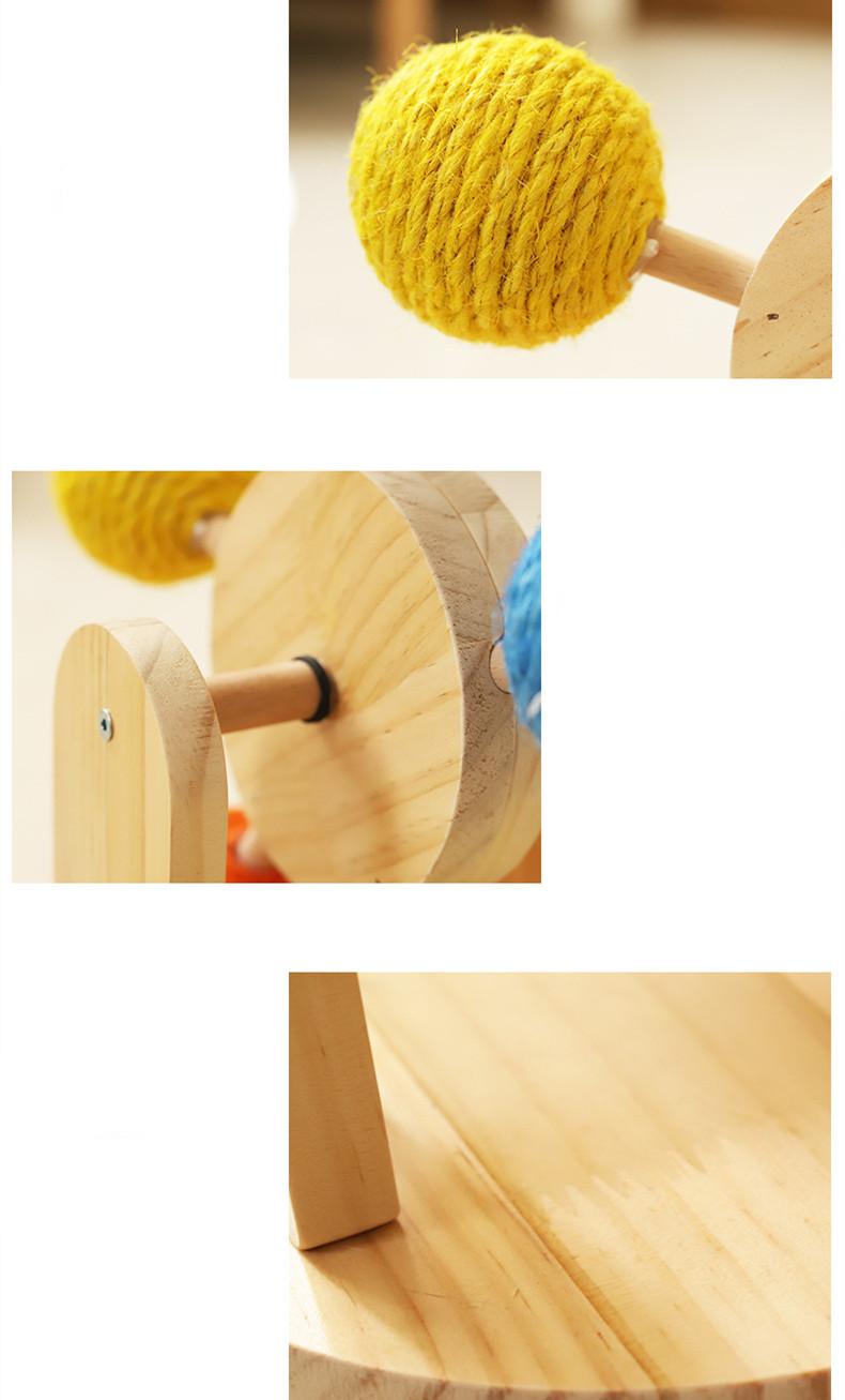 Solid Wood Cat Scratcher with Rotating Balls - 2-in-1 Sisal Scratch Pad & Interactive Track Toy, Natural Durable Furniture Friendly Cat Enrichment