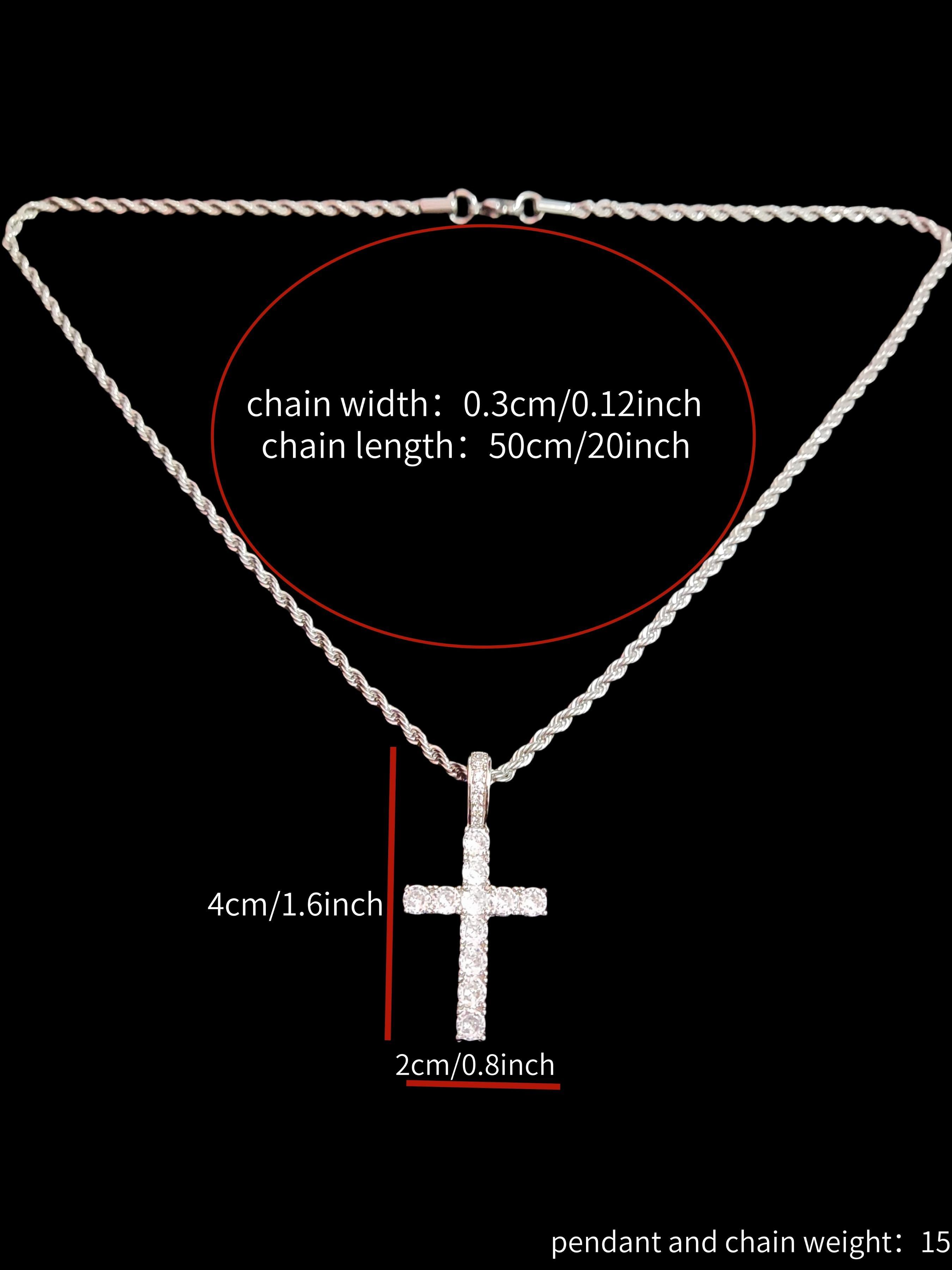 Artificial Zircon Cross Pendant Twist Chain Necklace Zirconia Cross Pendant, Punk Style Cross Chain Design Jewelry for Party, Daily Decor, Trendy All-match & Exquisite Jewelry for Birthday Gift, Glitter Cross Pendant