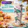 AuraCup 40oz Insulated with Handle, Lid and Straw, Stainless Steel Vacuum Travel Mug, Insulated Flask, Insulated Tumblers, Sea Turtle Ocean Print, Large Capacity for Hot & Cold Drinks, Coffee Mug for Car Office Outdoor Use, Drinkware #GLOBAL PICKS