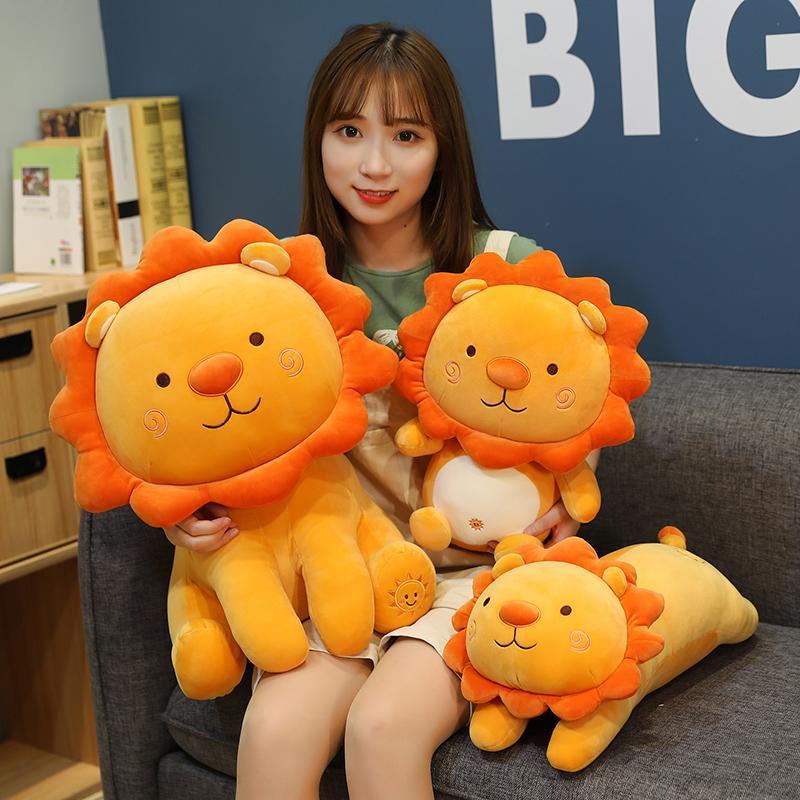1pc 35/50cm Lovely Smile Lion Plush Toys Cartoon Sunshine Lion King Pillow Stuffed Soft Animal Cushion for Children Girls Gifts