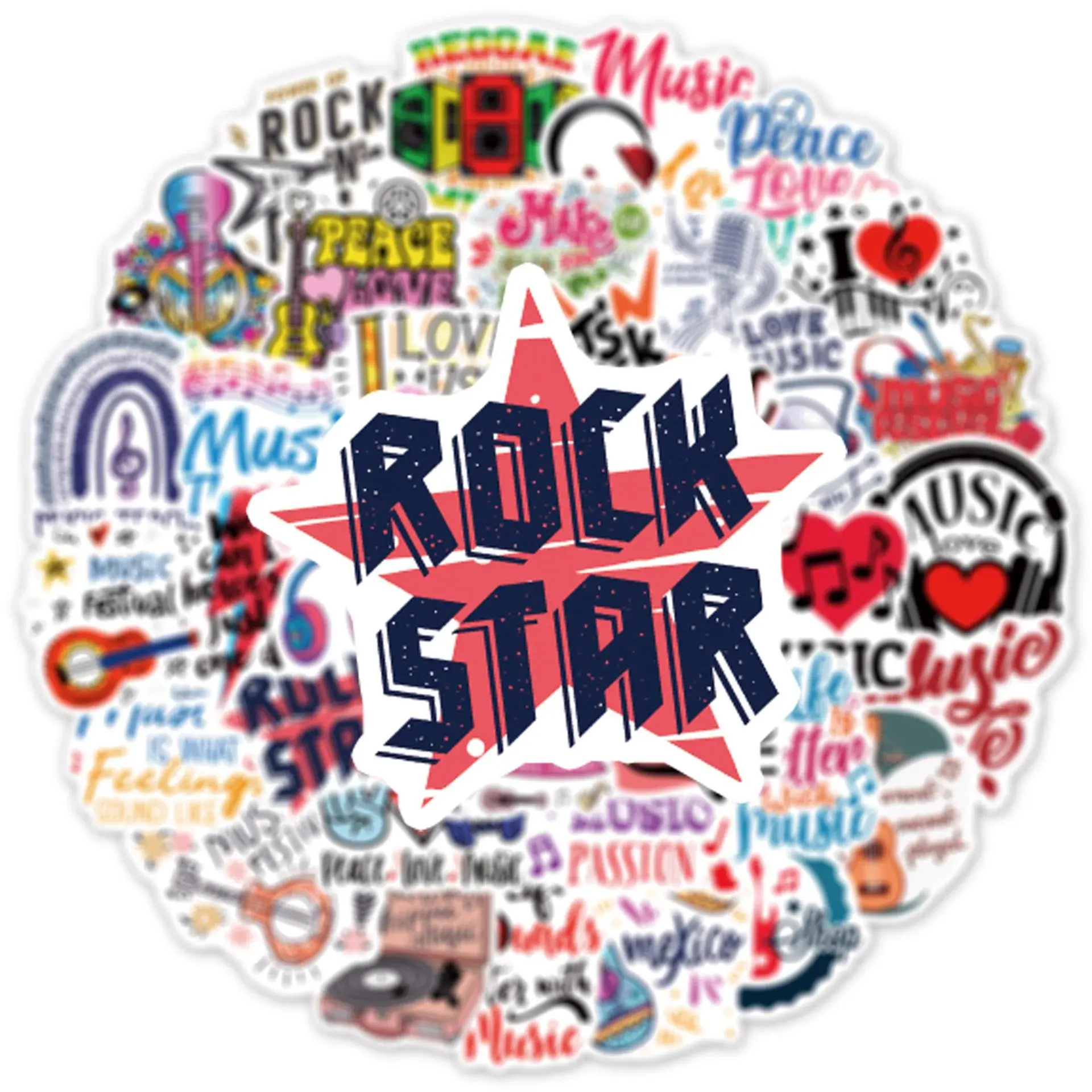 50Pcs Cute Motivational Music Notes Stickers Inspirational Phrases Decals Scrapbook Suitcase Fridge Skateboard Sticker