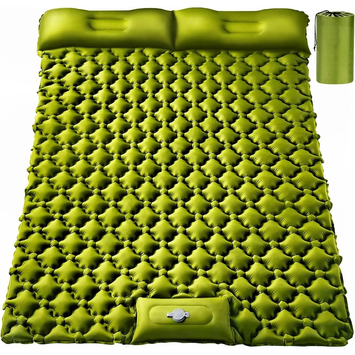 Ultralight 4" Extra-Thick Self Inflating Double Sleeping Pad for 2 Persons with Pillow Built-in Foot Pump Portable Camping Mat for Backpacking Hiking Traveling Tent Camping