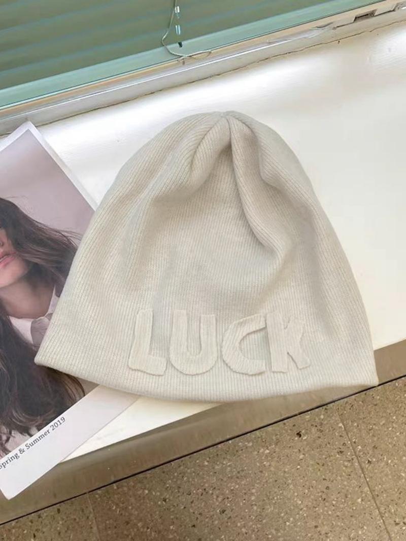 Letter Pattern Beanie Hat, Casual Thickened Ear Protection Cap for Fall & Winter, Fashion Accessories for Both Men & Women, Winter Skull Cap