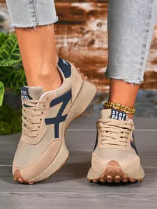 New Vintage Casual Fashion Round Toe Sports Thick Sole Board Shoes for Women, Breathable Running Shoes, All Seasons Leopard Pattern