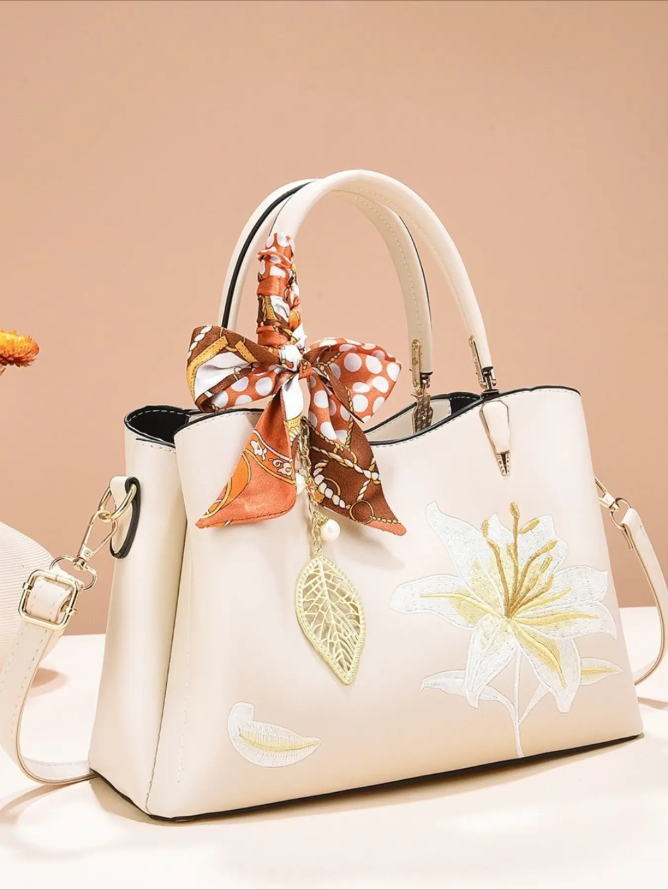 Gift for Mom New High-Quality Embroidered Handbag Shoulder Crossbody Bag Large Tote for Middle-Aged and Elderly Women
