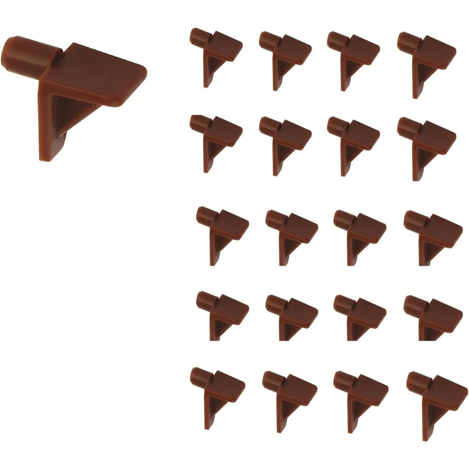 E.H.C. 5mm Brown Cabinet Shelf Supports - 20 Per Bag, Insert-Friendly, Easy Installation, Holds Up to 165 lbs, Adjustable