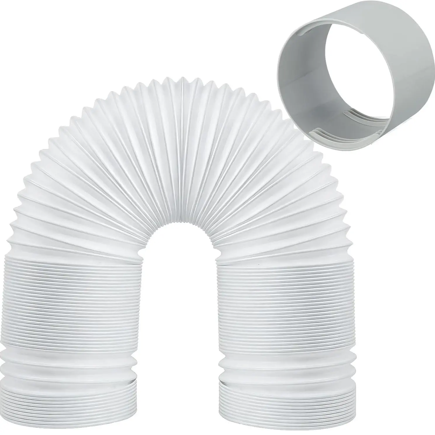 Portable Air Conditioner Exhaust Hose & Connector, 5.9 Inch (150 mm) Diameter, Steel Wire Reinforced Replacement Hose, Available in Clockwise & Counter-Clockwise, 1.5m & 2m Options