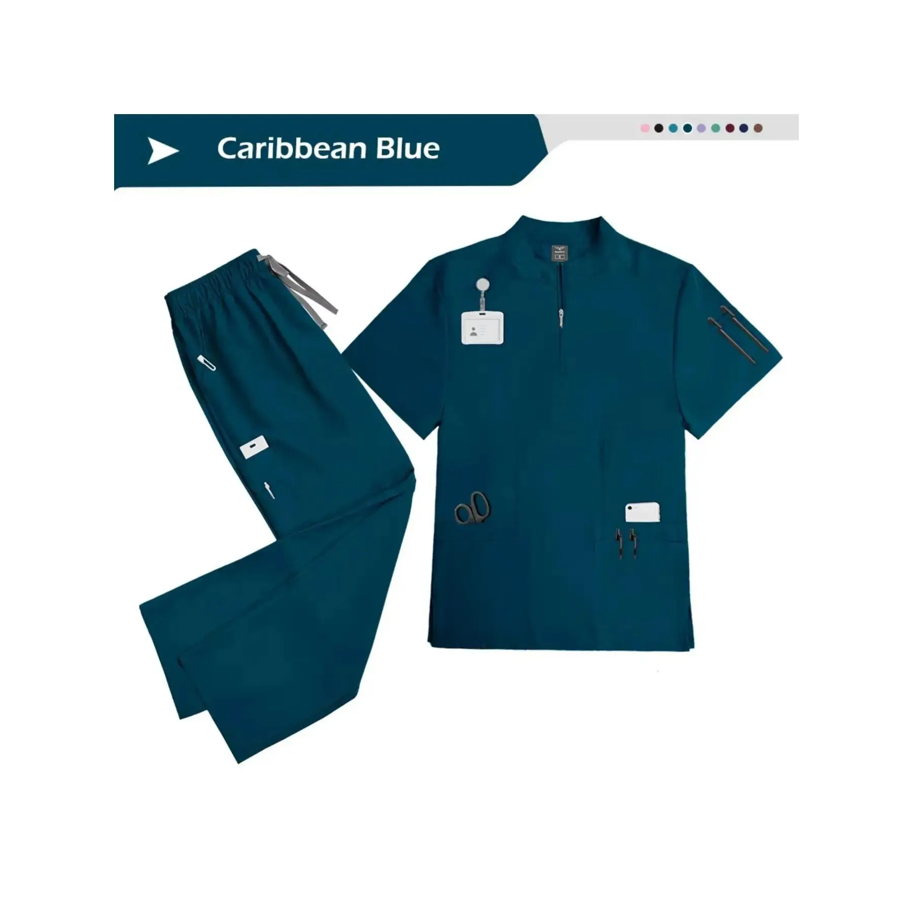 Health Check Elastic Solid Color Nursing Jogging Set Comfortable Nursing Home Work Clothes,scrub,Pet,Women's,scrubs,Stretch,Fully,Woman,Navy,Stretchy,Washable