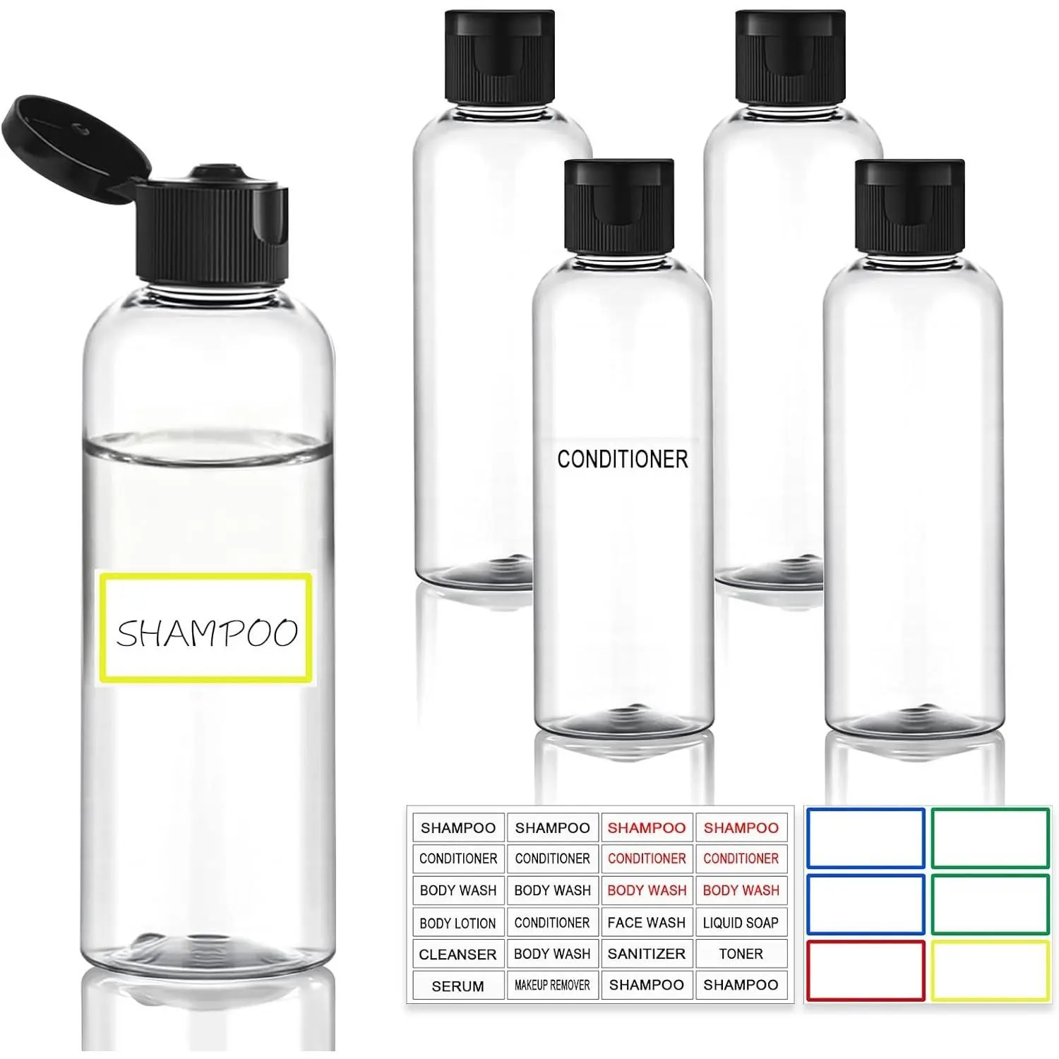 5 Pack 3.4 oz Travel Bottles for Toiletries, TSA Approved Leak Proof Refillable Travel Size Containers, Clear Plastic Shampoo Bottles for Lotion ConditionerGift
