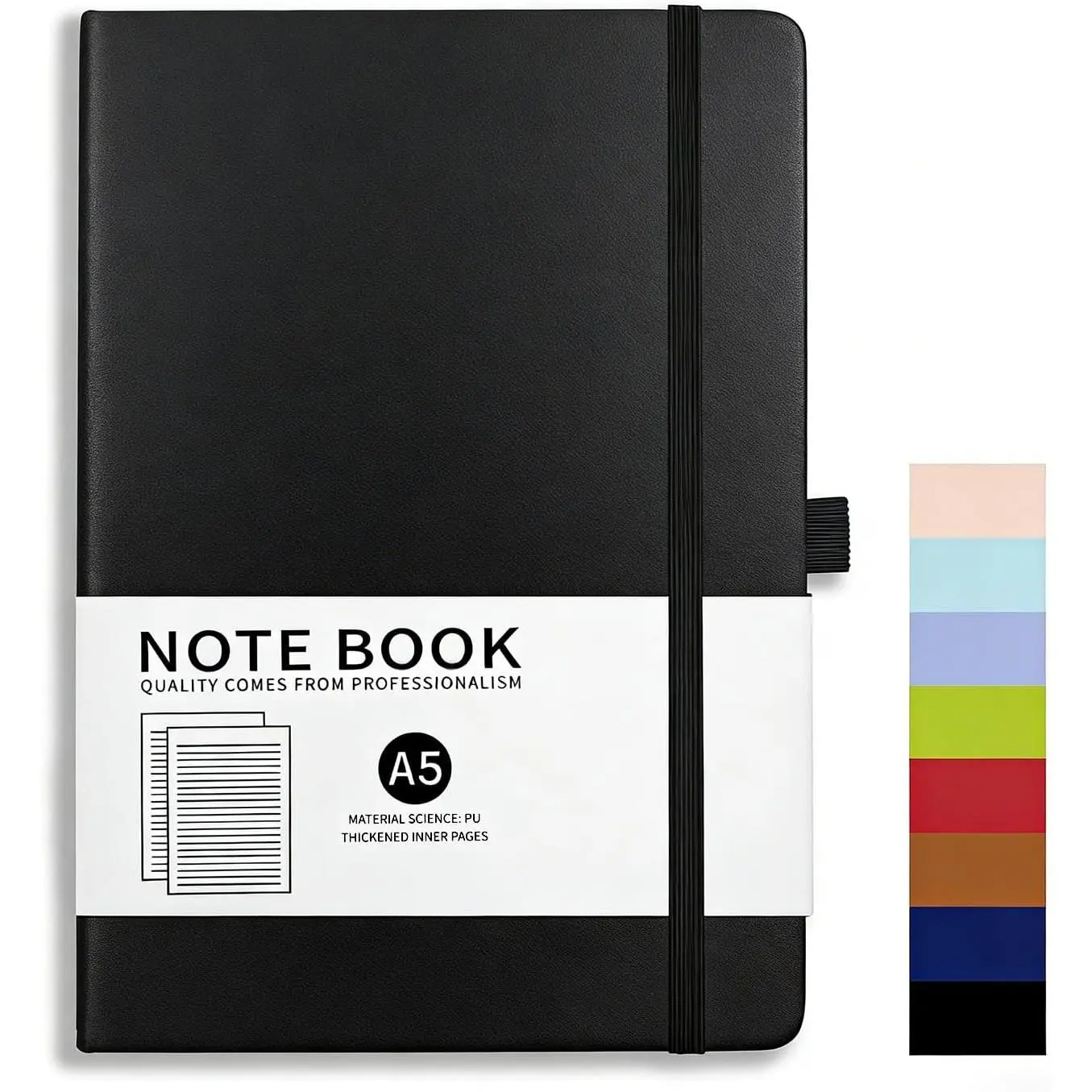 Lined Journal Notebook, A5 Medium Size Leather Journals for Women Men for Writing Work Note Diary Hardcover Journal Supplies (Black)