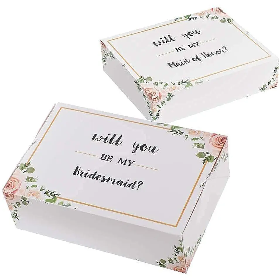 Bridesmaid Proposal Box Set of 6, 1 Maid of  Proposal Box and 5 Will You be My Bridesmaid Boxes for Bridesmaid Gifts