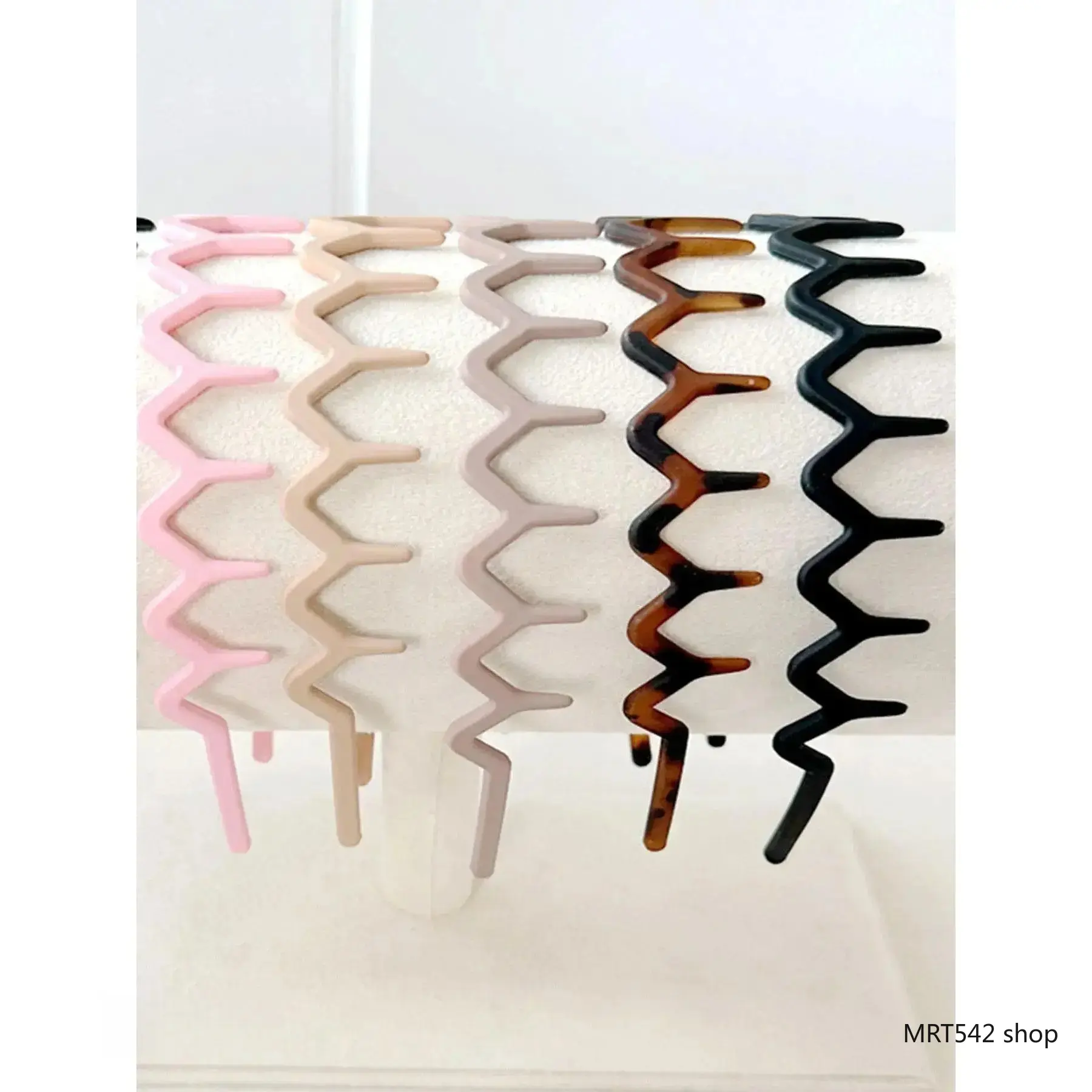 5-Pack Retro Zigzag Wave Headbands for Women Skinny Non-Slip Plastic Hair Hoops Flexible Stretchy Combs Thin Teeth Elastic Hair Accessories for Face Washing Makeup Sport