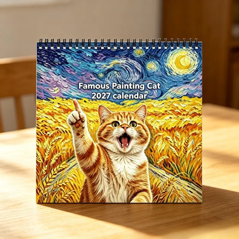 2027 Calendar: 12-Month Screeching Cat Theme Wall Calendar, Vibrant Design, Ideal for Personal Planning and Fun Office Home Decor