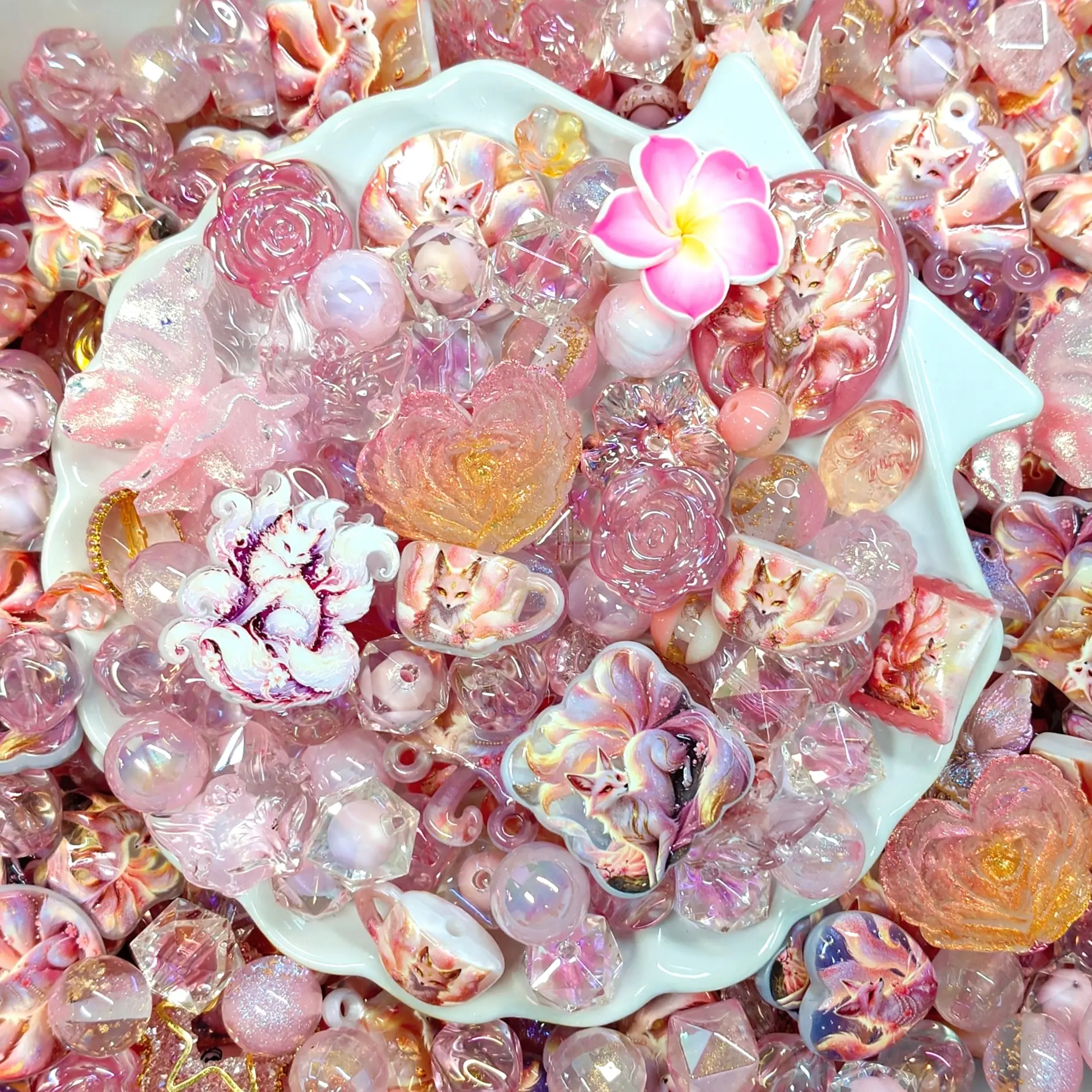✨【NEW】Sakura Fox Aura Acrylic Charm Mix for DIY Jewelry Making