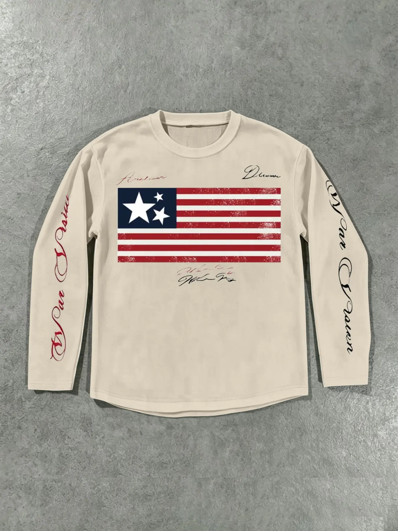 Men's Casual Long Sleeve Top, Usa Flag Print, Fitted, All Seasons, Unlined, Versatile Style for Multiple Occasions