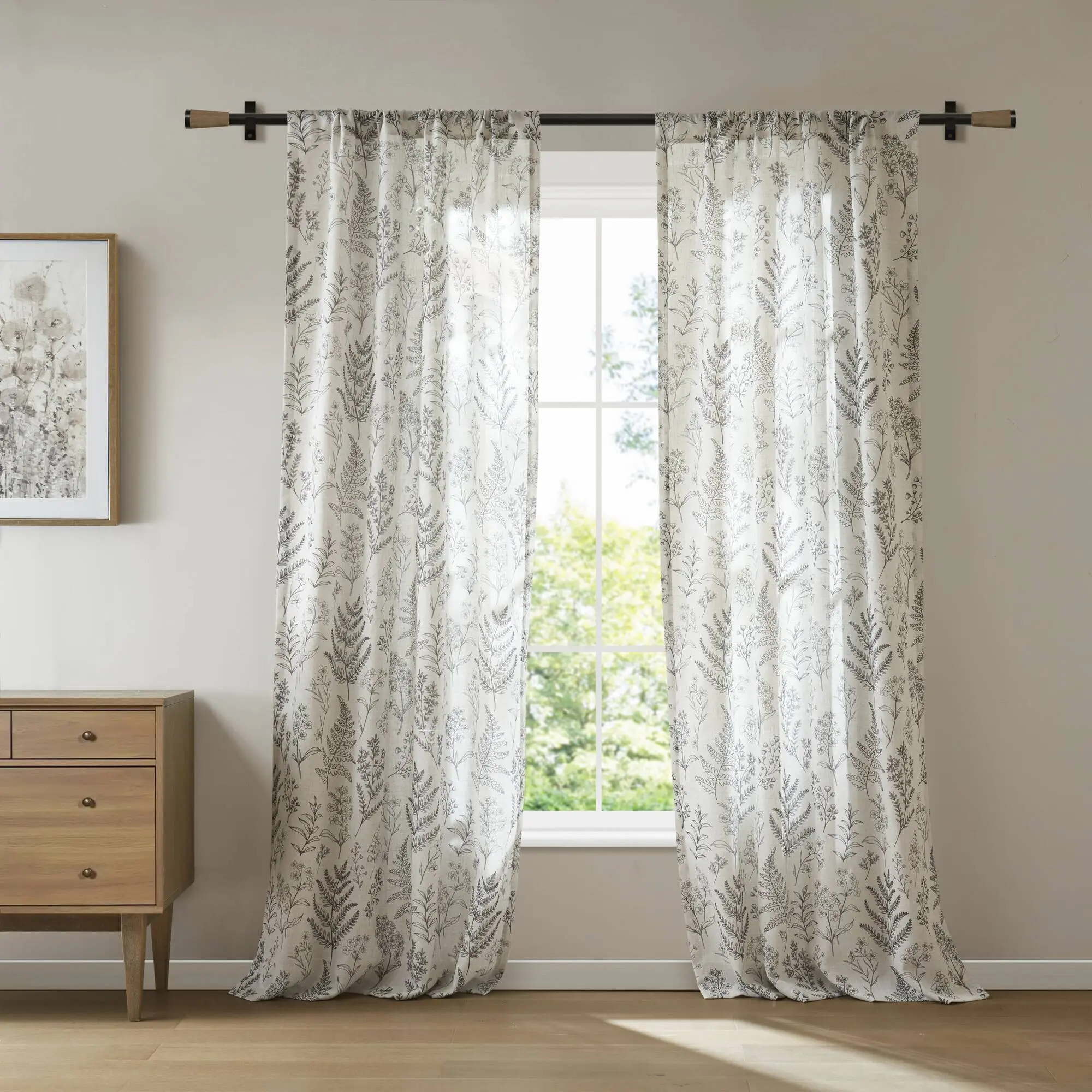 ARCH 42x84 Inch Aria Window Panel Charcoal Curtain Drape for Living Room Bedroom, Light Filtering Sheer Voile Rod Pocket Window Treatment, Single Panel, 42W x 84L, Modern Home Decor, Home Furniture and Household Product Search Terms