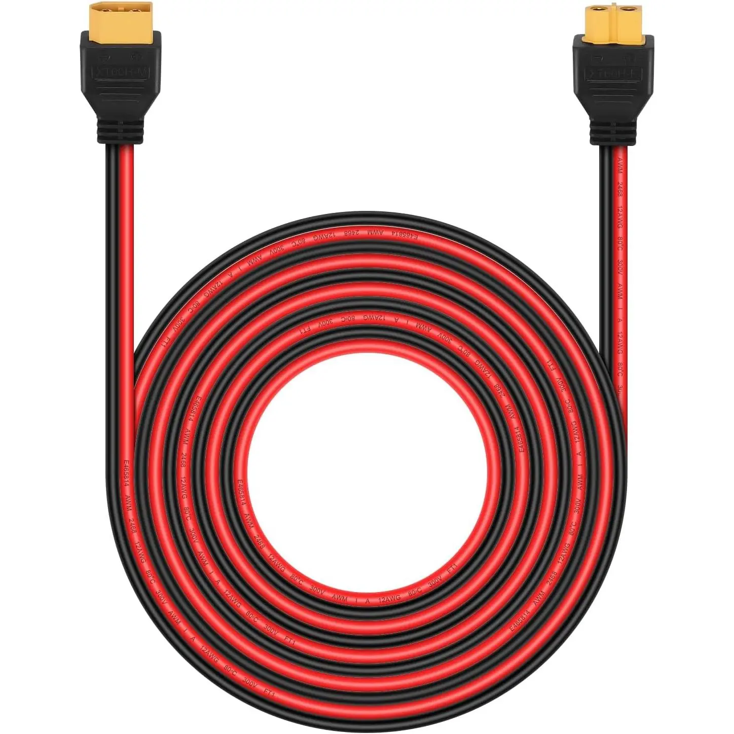 XT60 Plug-In Extention Cable, 12AWG 15Ft/4.5M Long Length for Solar Panels, RVs, RC Batteries, Portable Power Stations