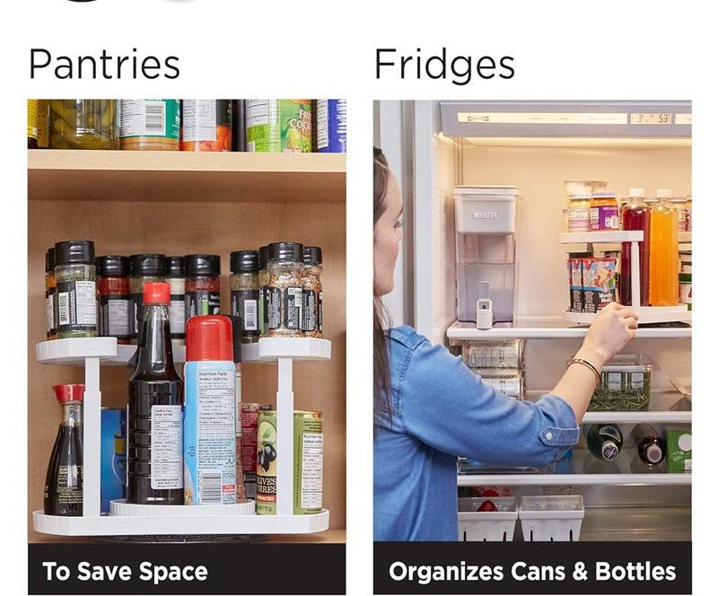 Double-layer rotating kitchen spice rack, saves space and keeps items neat organized, equipped with a tray, all are within reach automatic battery small item salt pepper spinner red cover pantry travel outdoor picnic gadget accessory Microwave Steamer LED