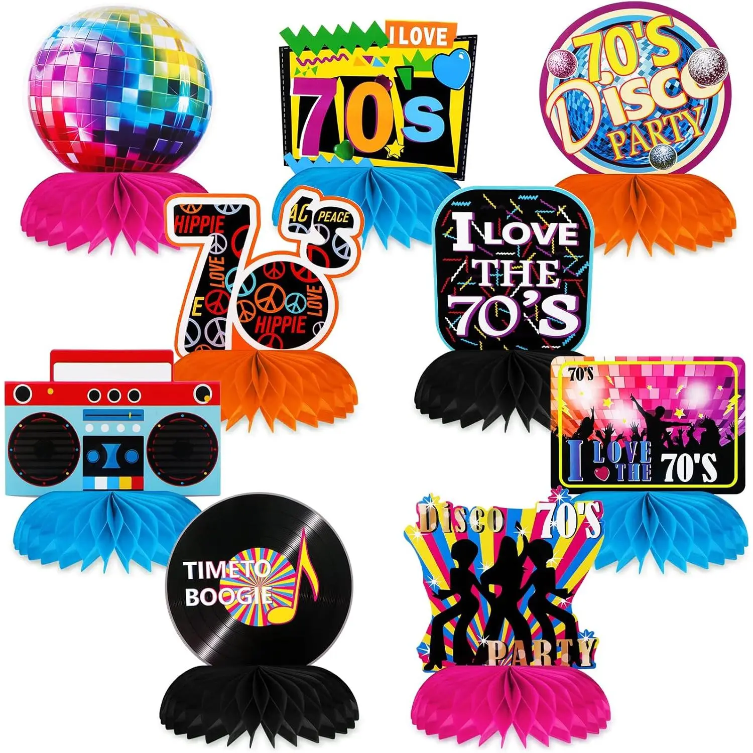 9 count 70s Disco Party Decorations  to 70s  Table Centerpieces Retro Table Topper Hippie  Cake Topper for Birthday Dancing  Party Supplies Decor