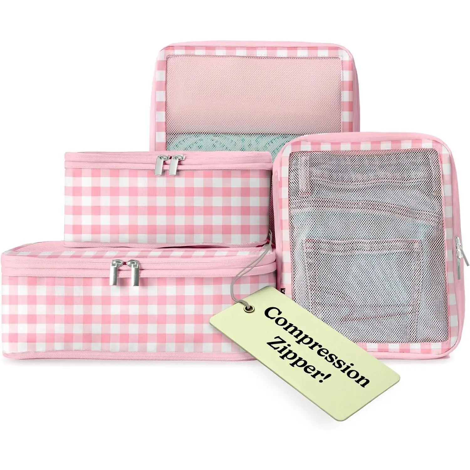 Space-Saving Compression Packing Cubes for Kids & Women, TSA-Approved Carry-On Suitcase Organizer, Compressible Luggage Packing Cubes for Baby Bag Organizer PouchesGift