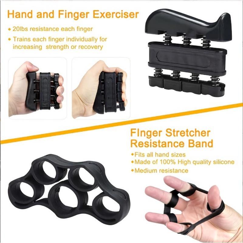 Hand Grip Enhancer Fitness Set - 5-Piece Set with Adjustable Forearm Grip, Finger Extender, Grip Ring & Stress-Relieving Home Gym Kit Workout Equipment Calisthenics Tools Home Gym Kit