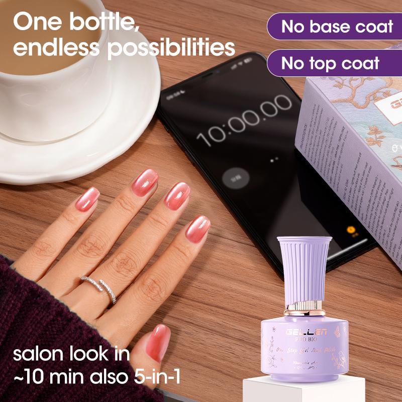 GELLEN PRO BIO One-Step Gel Nail Polish Cat-Eye Set with AI Smart UV Lamp | 5-in-1 Formula | Fast Curing & Beginner-Friendly Salon Cutics Cosmetic Manicure