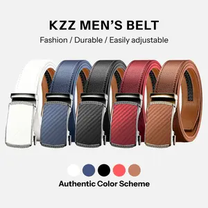 KZZ Mens Belt Leather Ratchet Easy Release Belt Dress and Casual Adjustable Belts for Men's Wear Gift Fathers Gift christmas gifts for him Tailored Fit Anniversaries