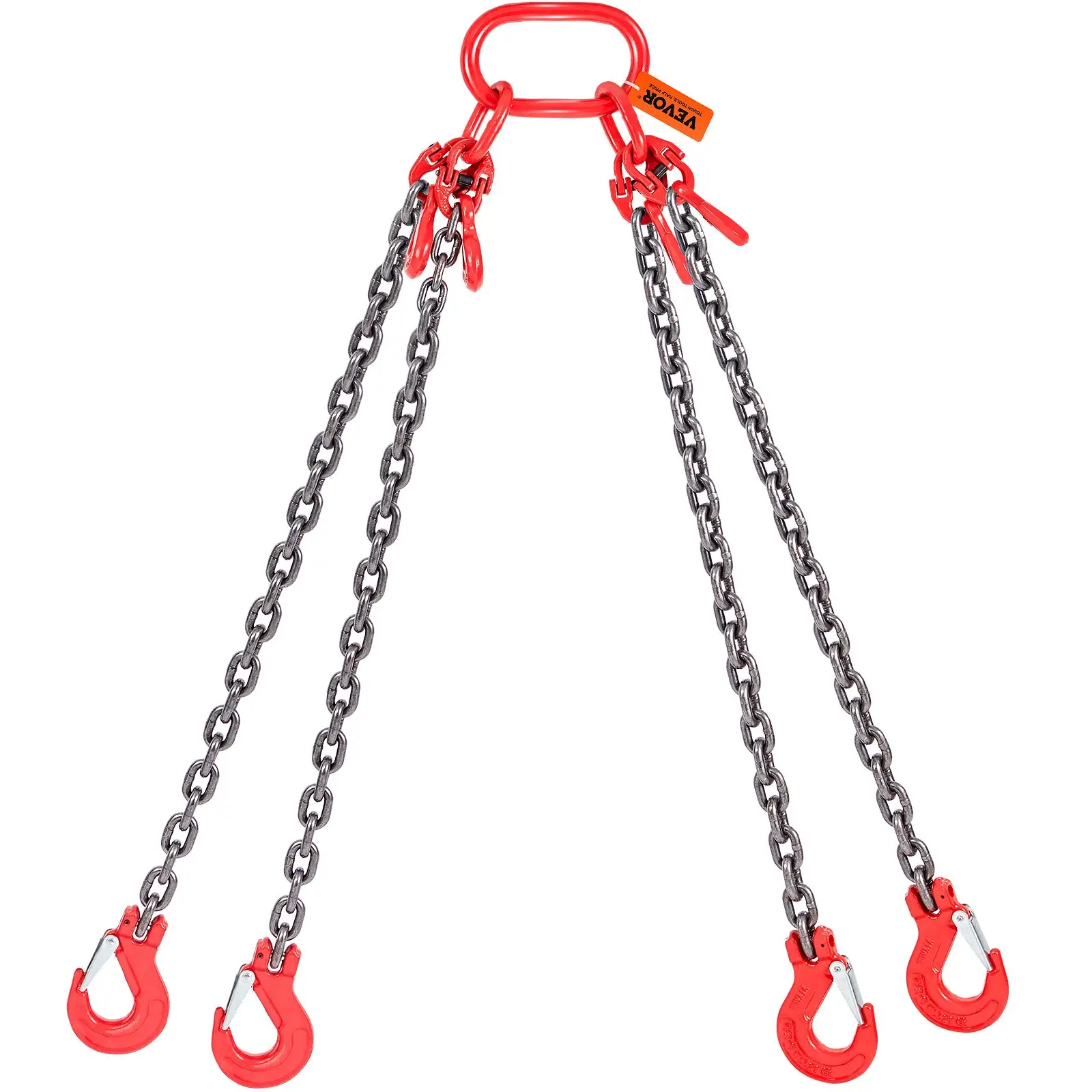 VEVOR Chain Sling, 5/16 inch x 5 ft Lifting Chains with Hooks, G80 Engine Chain Hoist Lifts, 11000 lbs/5 Ton Lifting Sling Chains for Engine Hoist, Engine Lift Chain with 4 Leg Grab Hooks & Adjusters