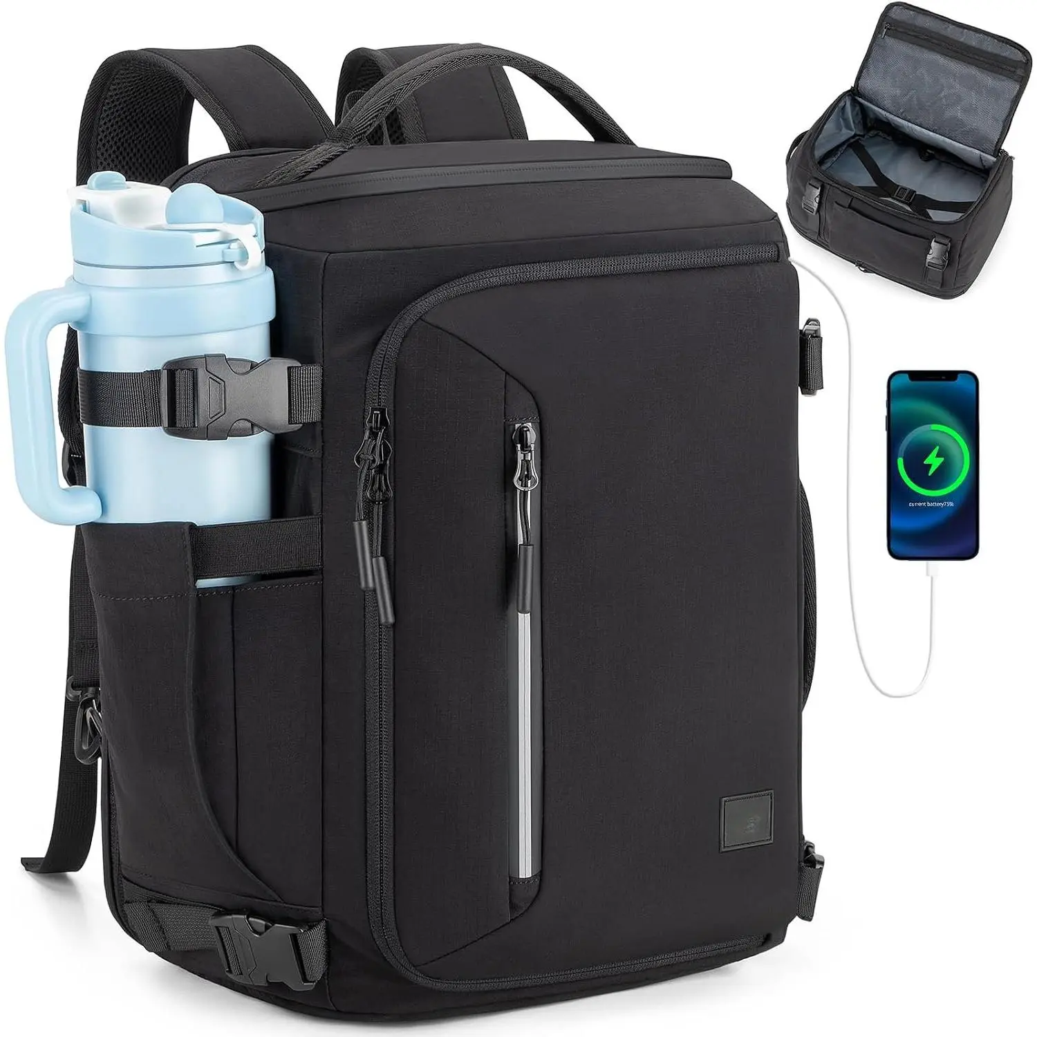 40x30x20 cm Travel Bag with Large Cup Holder Pocket,Personal Item Expandable Rackpack for Men/Women,Laptop Backpacks Carry  Flight Approved,Business Weekender Bags Fit 15.6 Inch Laptop