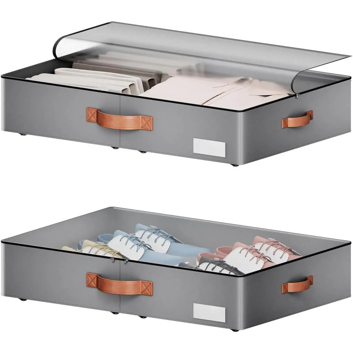 Under bed Storage With Wheels,Low profile 5.5 inches Height Storage Bins,Rolling Under bed Shoe Storage Containers,Under bed Storage Drawers for clothes & blankets