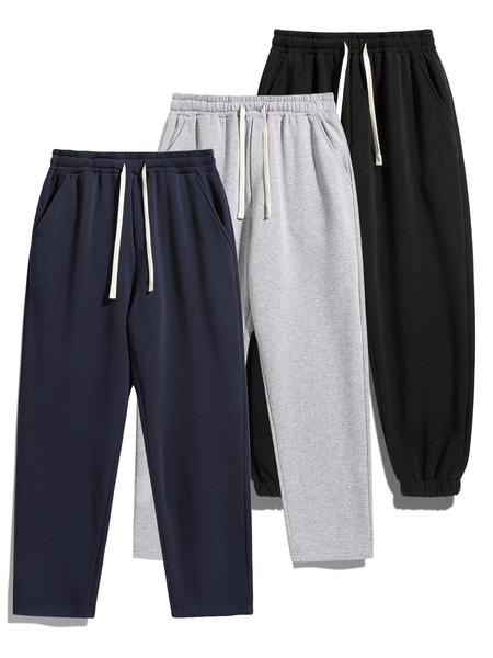 Men's Thermal Lined Pants with Drawstring Waist, Relaxed Fit Sweatpants for Fall & Winter, Men's Bottoms Men's Thermal Lined Pants with Drawstring Waist, Relaxed Fit Sweatpants for Fall & Winter, Men's Bottoms