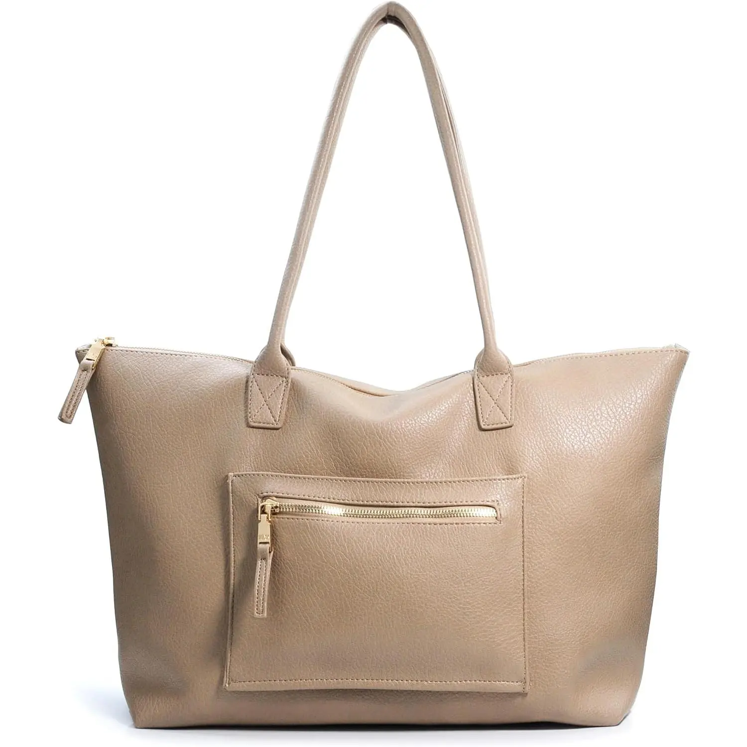 Women's Modern Vegan Leather Tote Bag - Zippered, Travel Ready, with Zippered Pockets, Trolley Sleeve, Weekender Carryall Handbag, Weekend Bag, Synthetic Vegan