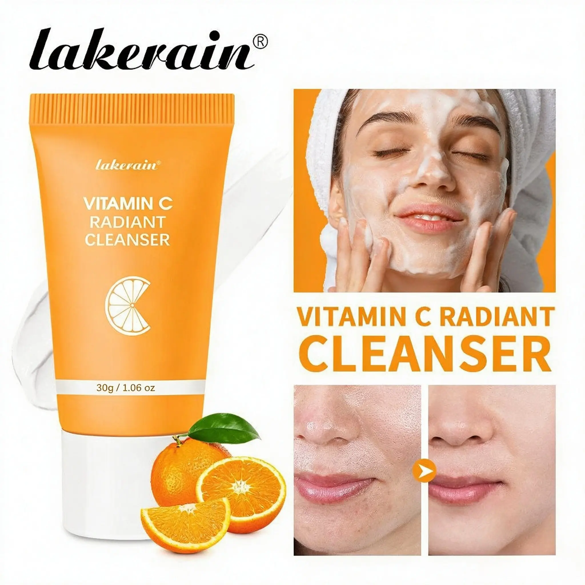 Vitamin C Face Wash, Deep Cleansing Moisturizing Balancing Facial Cleanser, Hydrating Skin Care, Gentle Exfoliation, Daily Use, Moisture
