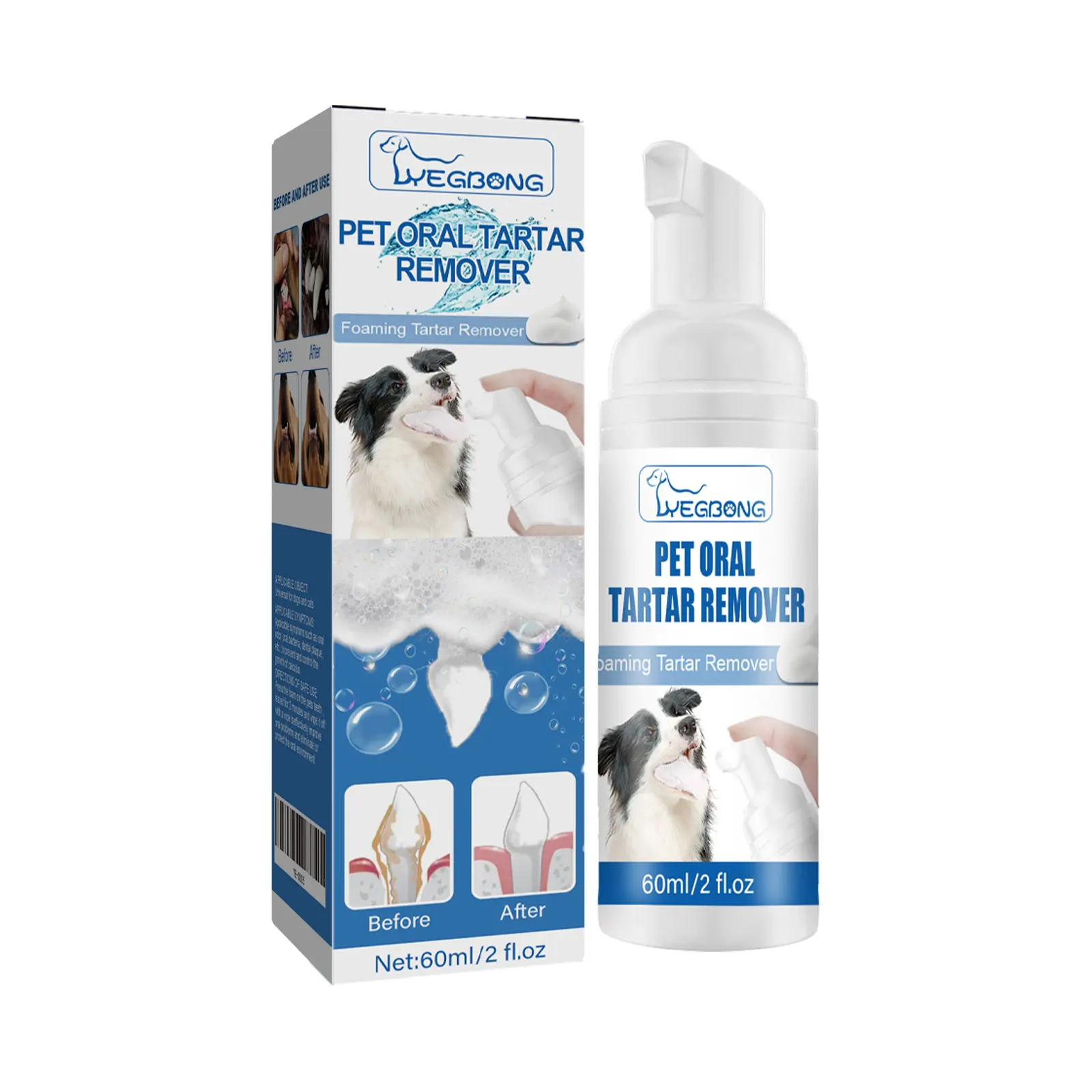 Yegbong Dental Plaque Remover for Dogs & Cats - Foam Formula, Tartar Control, Fresh Breath, Removes Plaque & Tartar, Freshens Breath, Pet Grooming Supplies