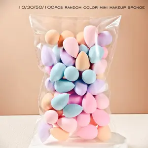 Mini Makeup Sponge 10/30/50/100 Pcs, Foundation Blending Beauty Sponge, Glam, Flawless for Liquid, Cream, and Powder, Multi-color Makeup Puff, Dry and Wet Dual-use Foundation Makeup Puff, Suitable for All Skin Types